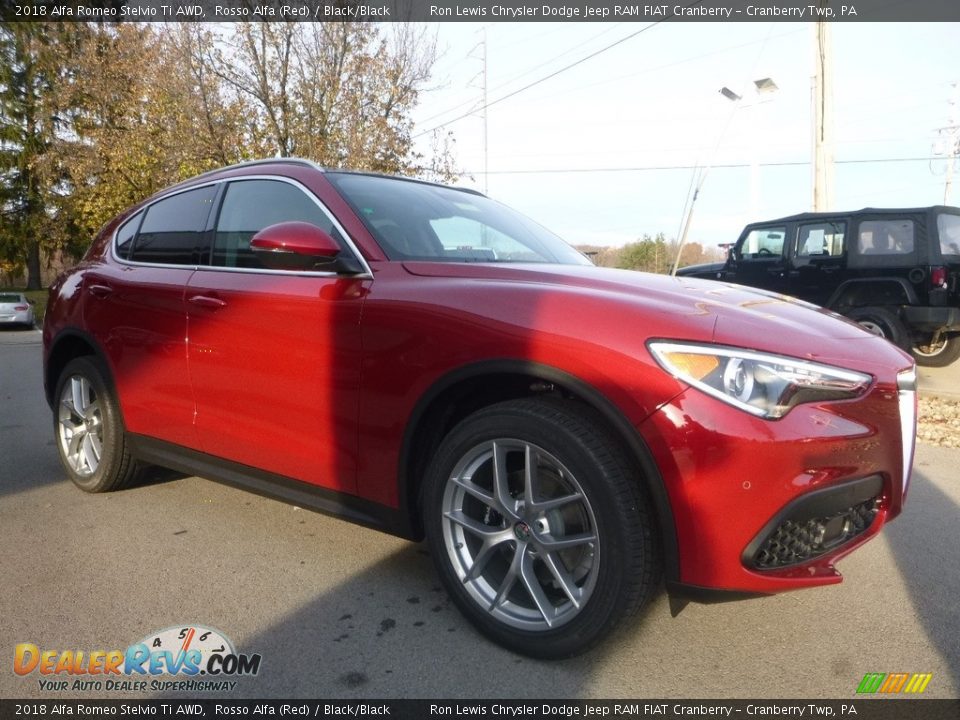 2018 Alfa Romeo Stelvio Ti AWD Rosso Alfa (Red) / Black/Black Photo #11
