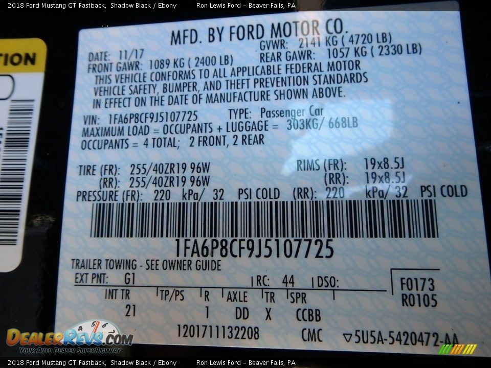 2018 Ford Mustang GT Fastback Shadow Black / Ebony Photo #15
