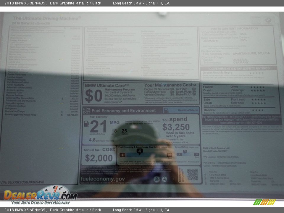 2018 BMW X5 sDrive35i Dark Graphite Metallic / Black Photo #10