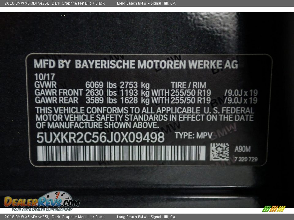 2018 BMW X5 sDrive35i Dark Graphite Metallic / Black Photo #12