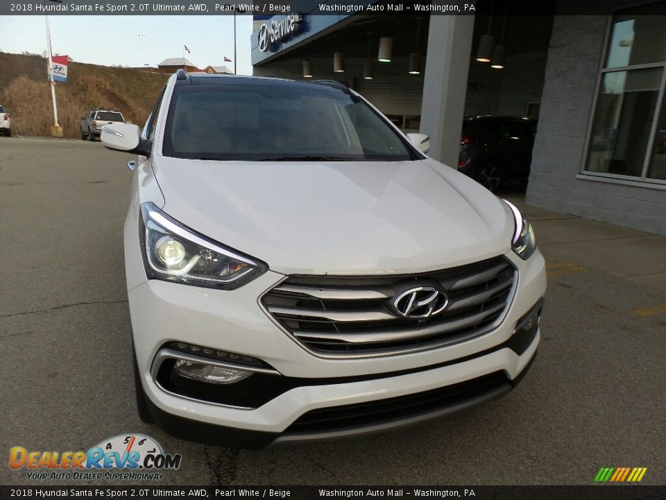 2018 Hyundai Santa Fe Sport 2.0T Ultimate AWD Pearl White / Beige Photo #3