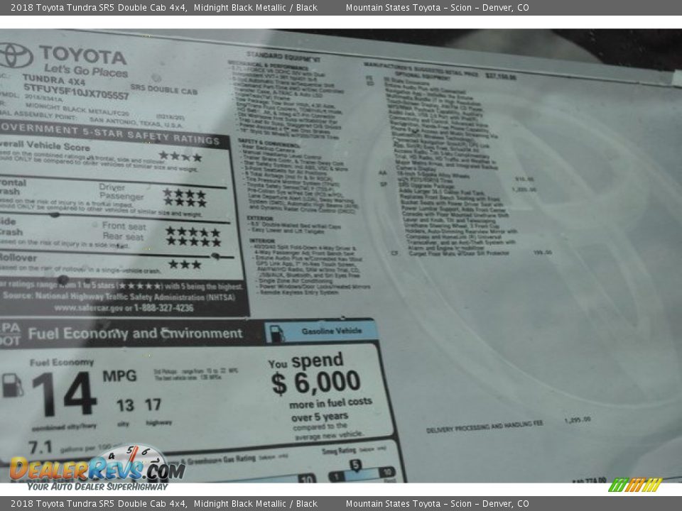 2018 Toyota Tundra SR5 Double Cab 4x4 Midnight Black Metallic / Black Photo #10
