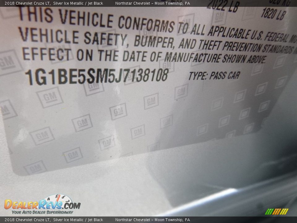 2018 Chevrolet Cruze LT Silver Ice Metallic / Jet Black Photo #17