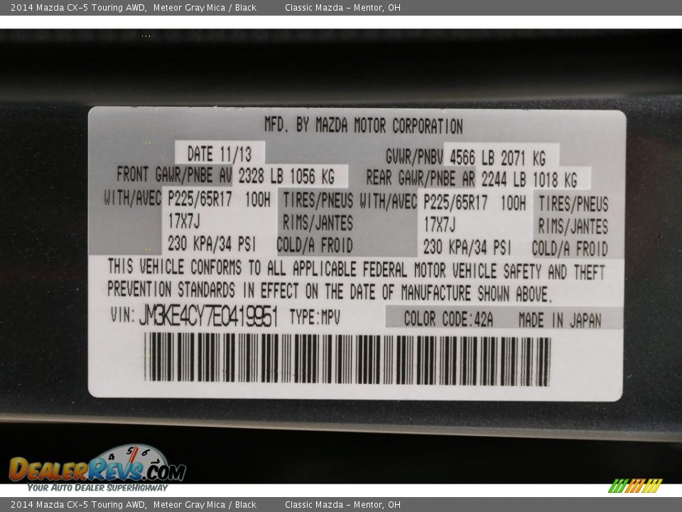 2014 Mazda CX-5 Touring AWD Meteor Gray Mica / Black Photo #17