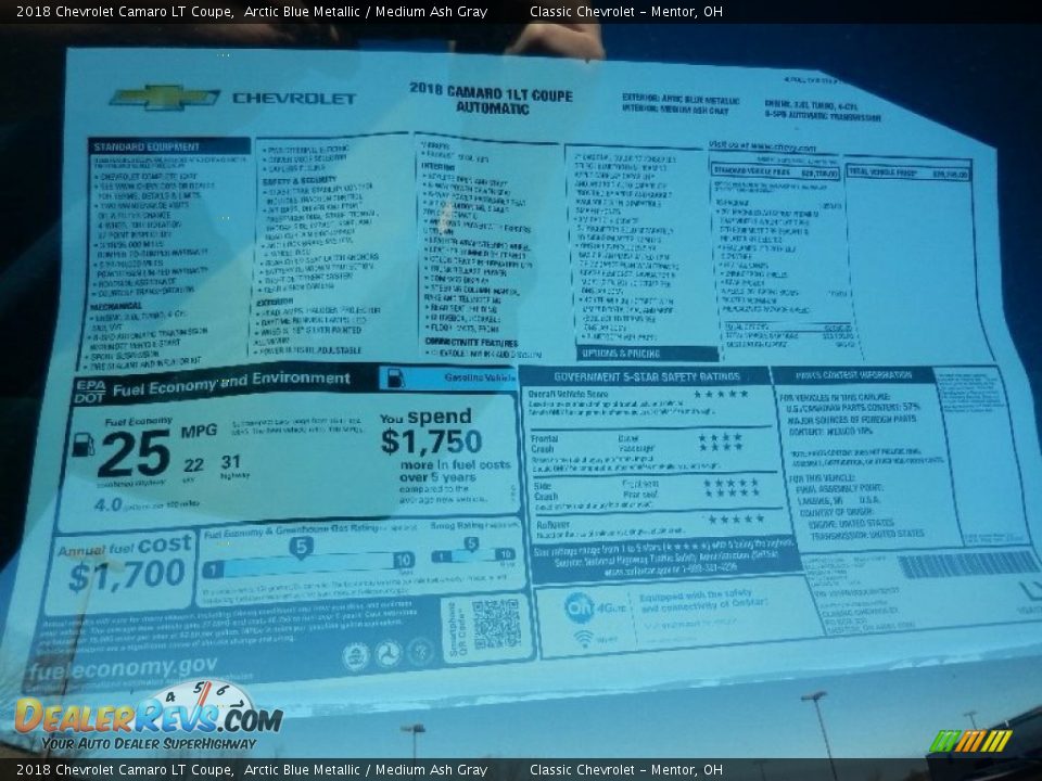 2018 Chevrolet Camaro LT Coupe Arctic Blue Metallic / Medium Ash Gray Photo #7