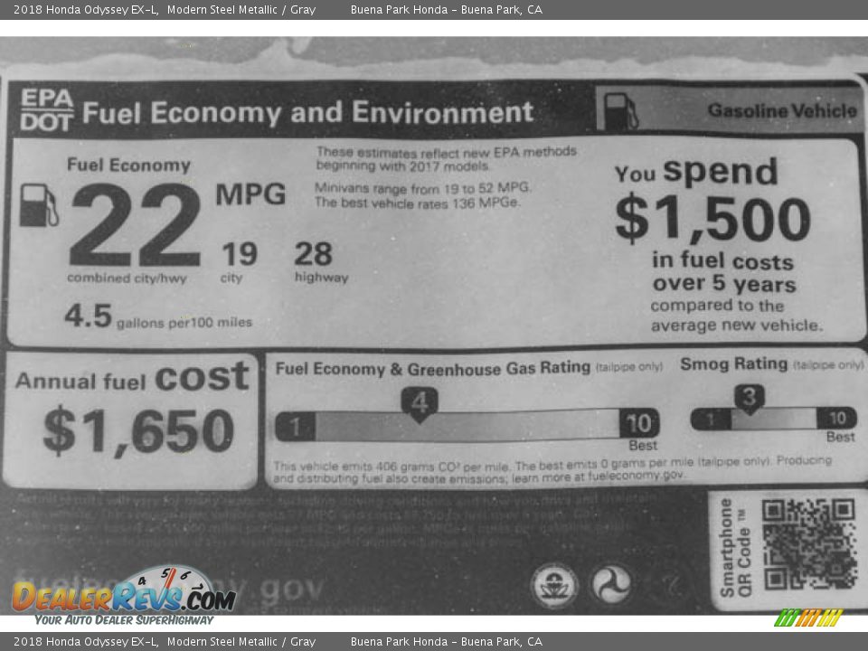 2018 Honda Odyssey EX-L Modern Steel Metallic / Gray Photo #20