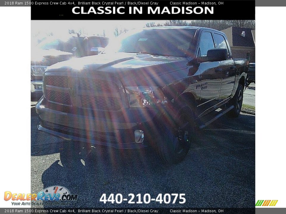 2018 Ram 1500 Express Crew Cab 4x4 Brilliant Black Crystal Pearl / Black/Diesel Gray Photo #1