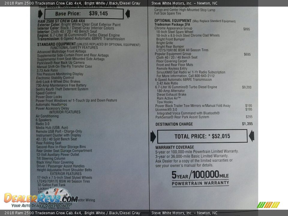 2018 Ram 2500 Tradesman Crew Cab 4x4 Bright White / Black/Diesel Gray Photo #27