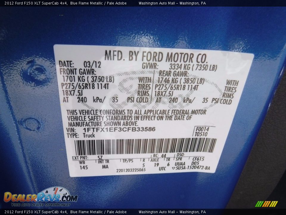 2012 Ford F150 XLT SuperCab 4x4 Blue Flame Metallic / Pale Adobe Photo #32