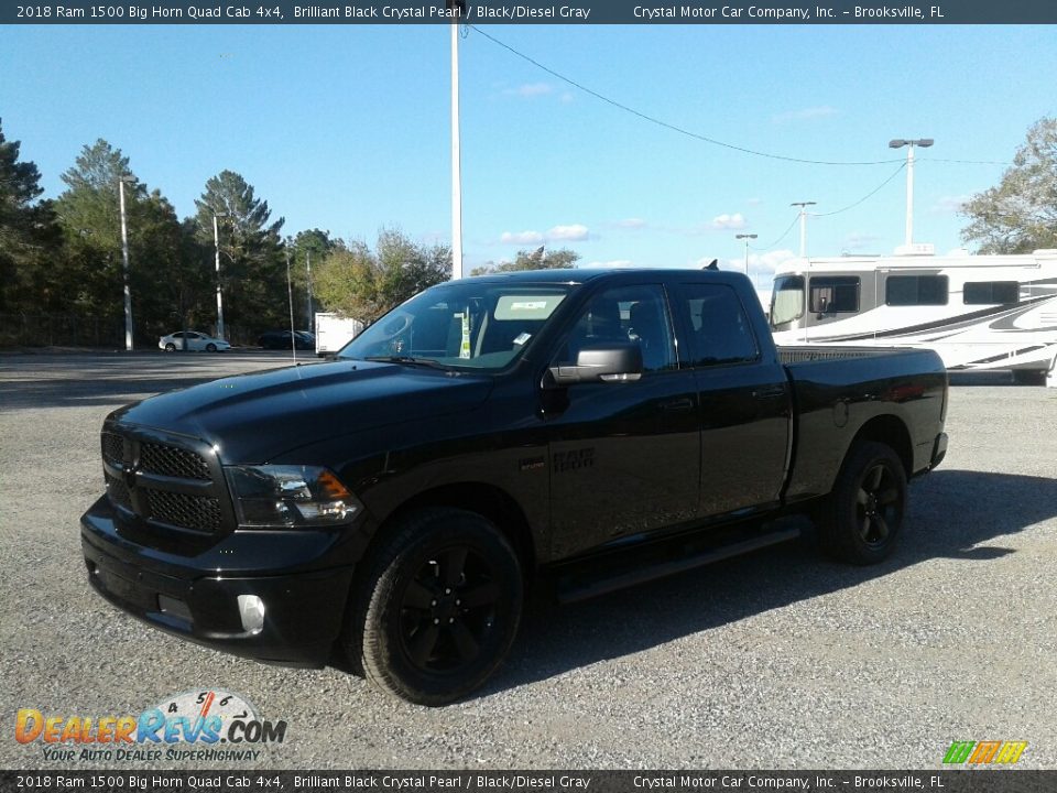 2018 Ram 1500 Big Horn Quad Cab 4x4 Brilliant Black Crystal Pearl / Black/Diesel Gray Photo #1