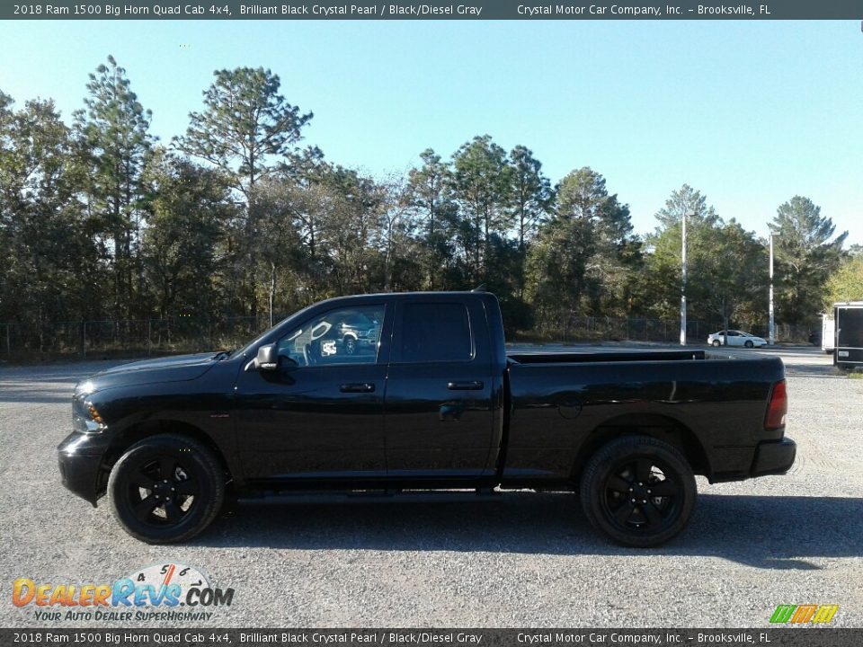 2018 Ram 1500 Big Horn Quad Cab 4x4 Brilliant Black Crystal Pearl / Black/Diesel Gray Photo #2
