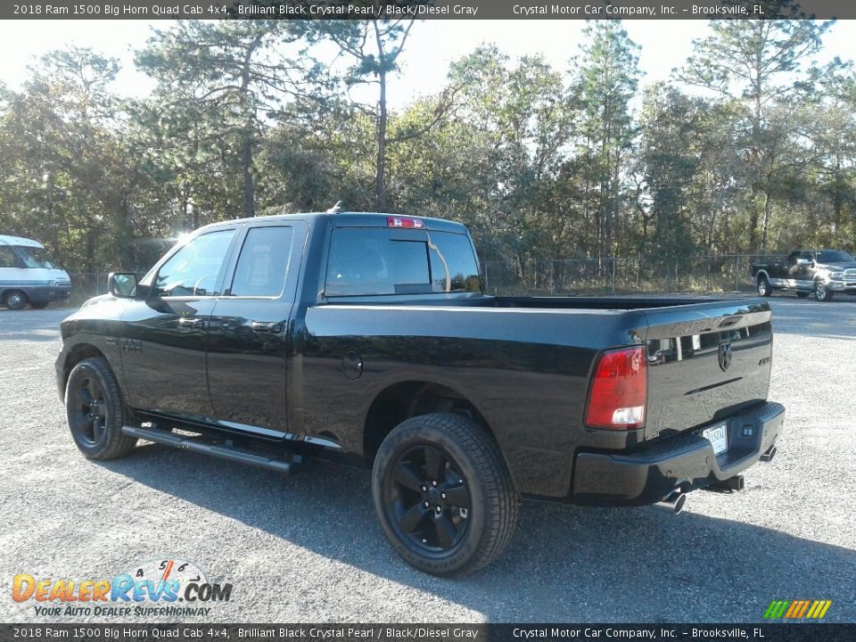 2018 Ram 1500 Big Horn Quad Cab 4x4 Brilliant Black Crystal Pearl / Black/Diesel Gray Photo #3