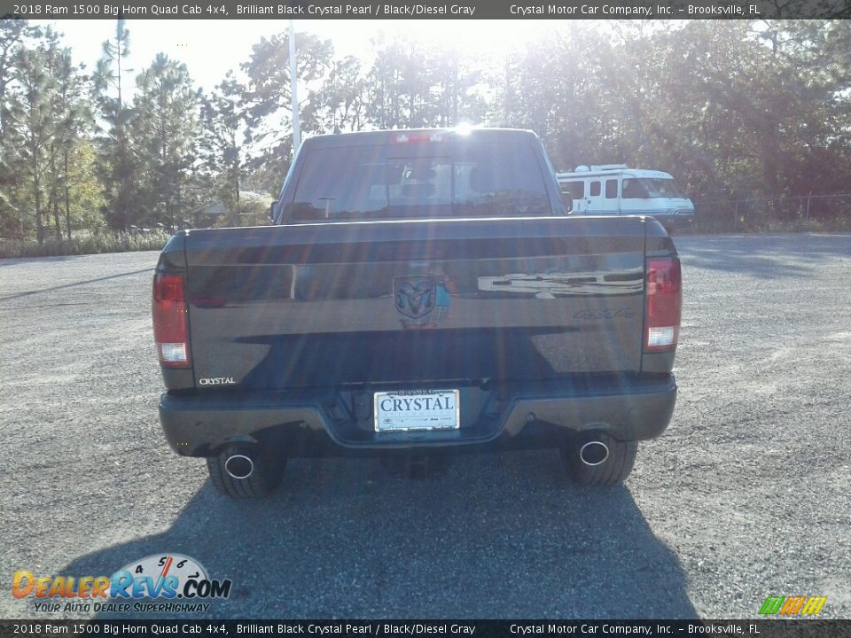 2018 Ram 1500 Big Horn Quad Cab 4x4 Brilliant Black Crystal Pearl / Black/Diesel Gray Photo #4