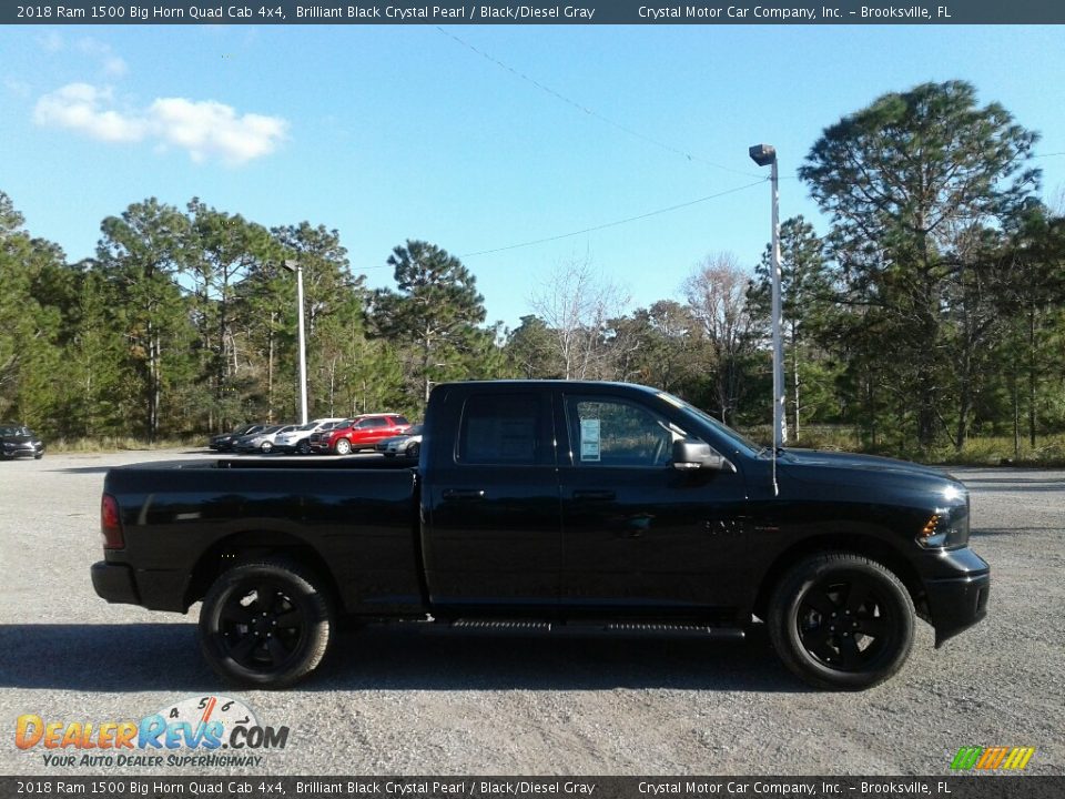 2018 Ram 1500 Big Horn Quad Cab 4x4 Brilliant Black Crystal Pearl / Black/Diesel Gray Photo #6