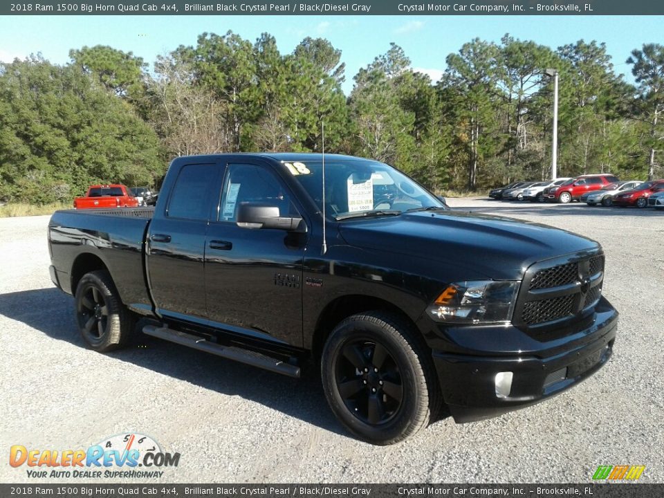 2018 Ram 1500 Big Horn Quad Cab 4x4 Brilliant Black Crystal Pearl / Black/Diesel Gray Photo #7