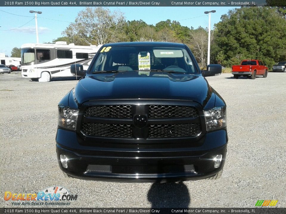 2018 Ram 1500 Big Horn Quad Cab 4x4 Brilliant Black Crystal Pearl / Black/Diesel Gray Photo #8