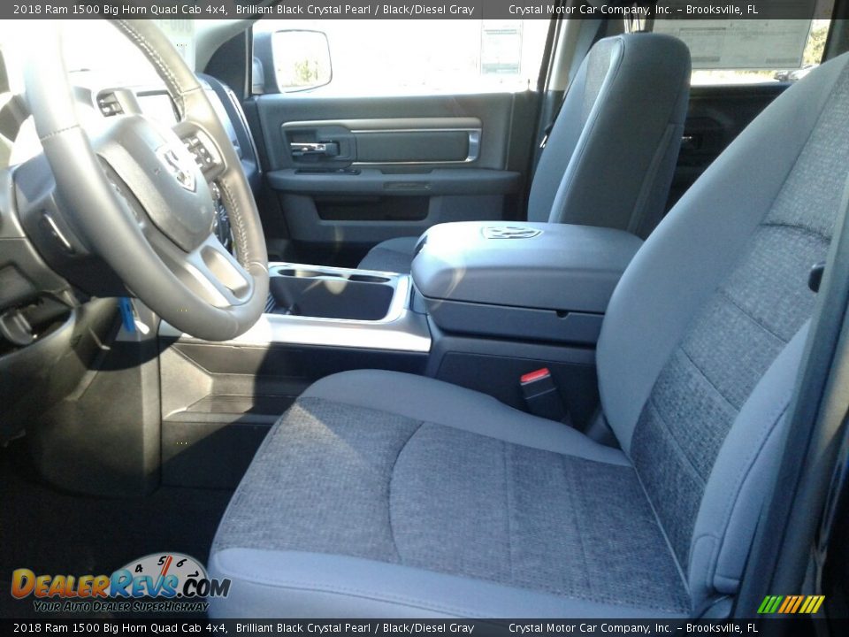 2018 Ram 1500 Big Horn Quad Cab 4x4 Brilliant Black Crystal Pearl / Black/Diesel Gray Photo #9
