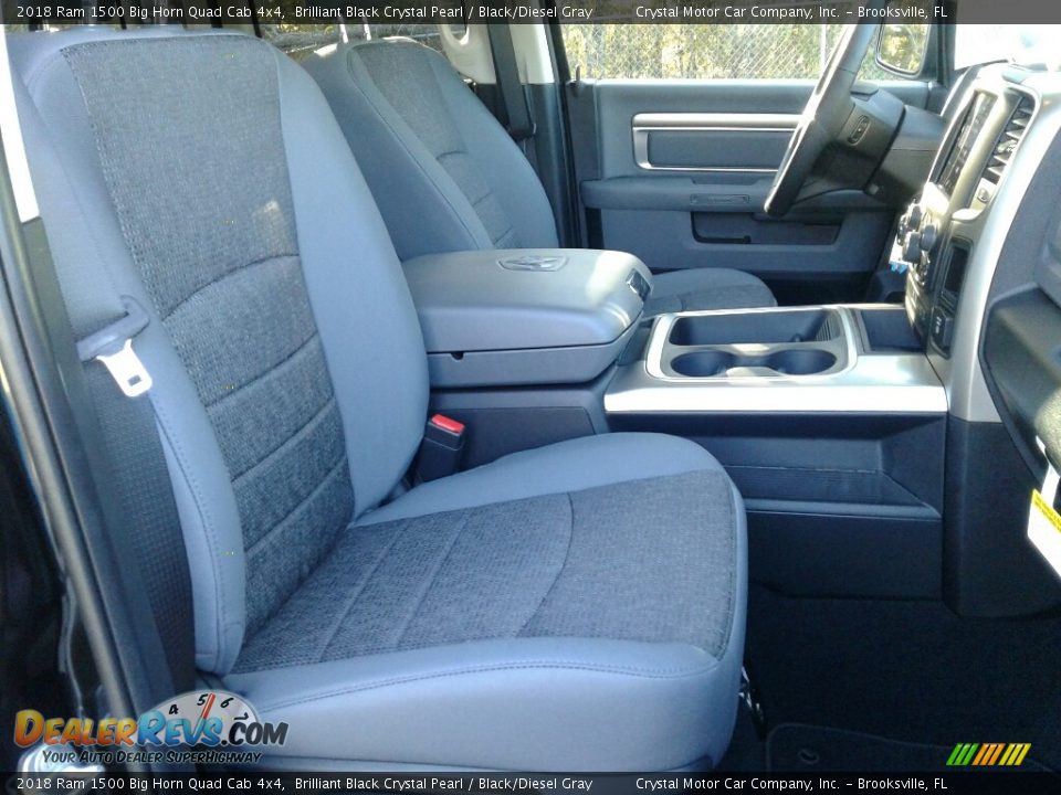 2018 Ram 1500 Big Horn Quad Cab 4x4 Brilliant Black Crystal Pearl / Black/Diesel Gray Photo #12