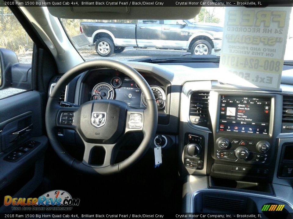 2018 Ram 1500 Big Horn Quad Cab 4x4 Brilliant Black Crystal Pearl / Black/Diesel Gray Photo #13