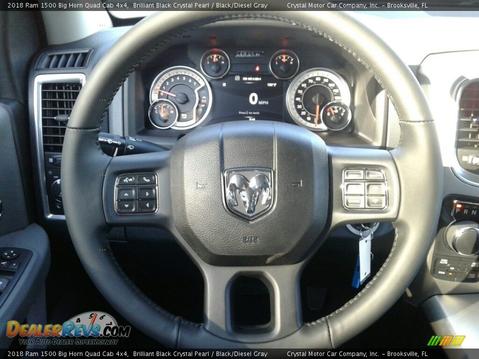 2018 Ram 1500 Big Horn Quad Cab 4x4 Brilliant Black Crystal Pearl / Black/Diesel Gray Photo #14