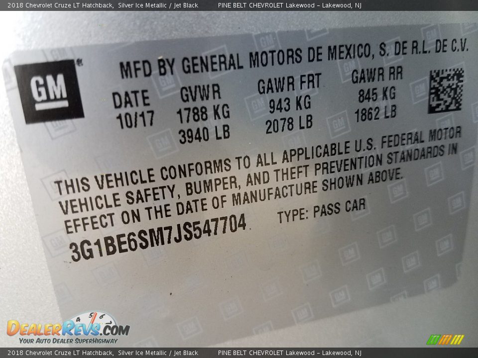 2018 Chevrolet Cruze LT Hatchback Silver Ice Metallic / Jet Black Photo #9