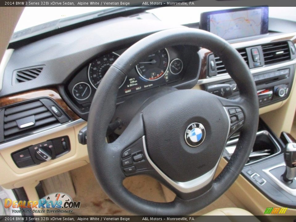 2014 BMW 3 Series 328i xDrive Sedan Alpine White / Venetian Beige Photo #14