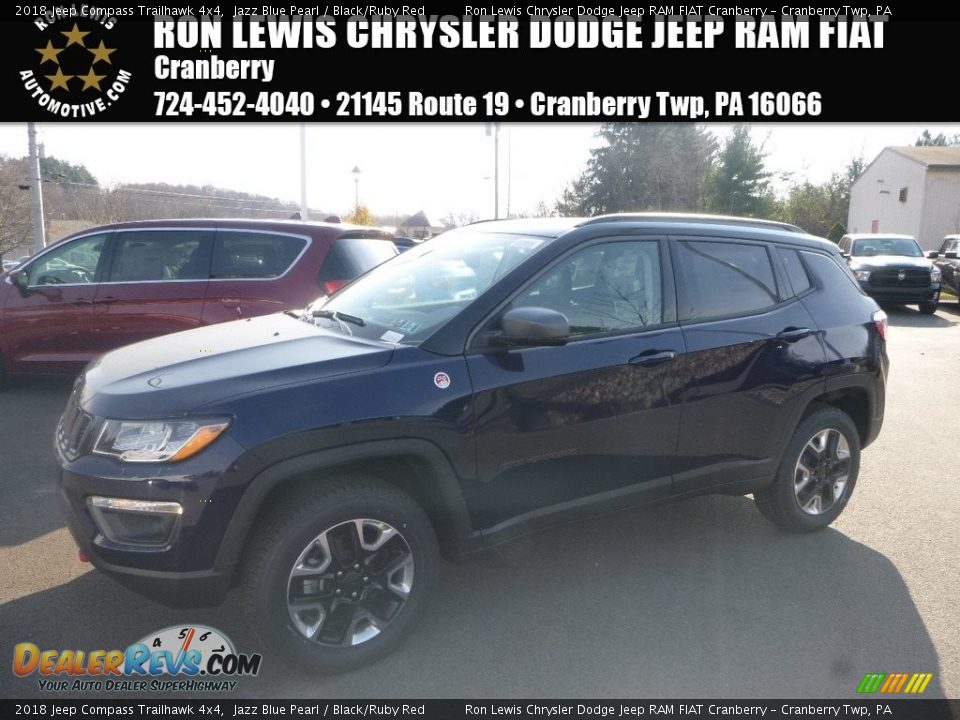 2018 Jeep Compass Trailhawk 4x4 Jazz Blue Pearl / Black/Ruby Red Photo #1