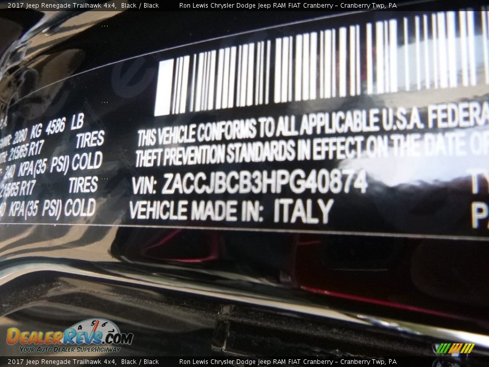 2017 Jeep Renegade Trailhawk 4x4 Black / Black Photo #15