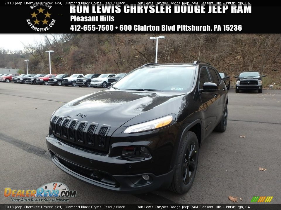 2018 Jeep Cherokee Limited 4x4 Diamond Black Crystal Pearl / Black Photo #1