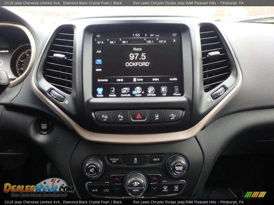 2018 Jeep Cherokee Limited 4x4 Diamond Black Crystal Pearl / Black Photo #17