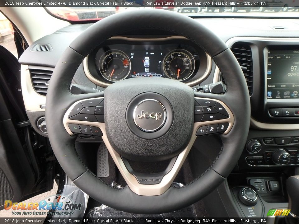 2018 Jeep Cherokee Limited 4x4 Diamond Black Crystal Pearl / Black Photo #20