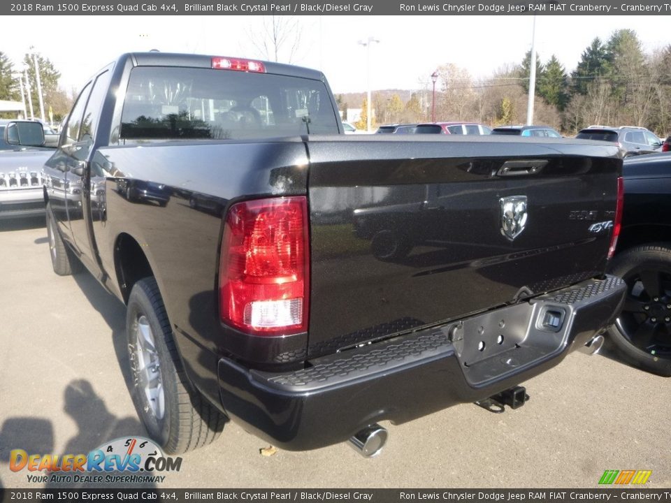 2018 Ram 1500 Express Quad Cab 4x4 Brilliant Black Crystal Pearl / Black/Diesel Gray Photo #3