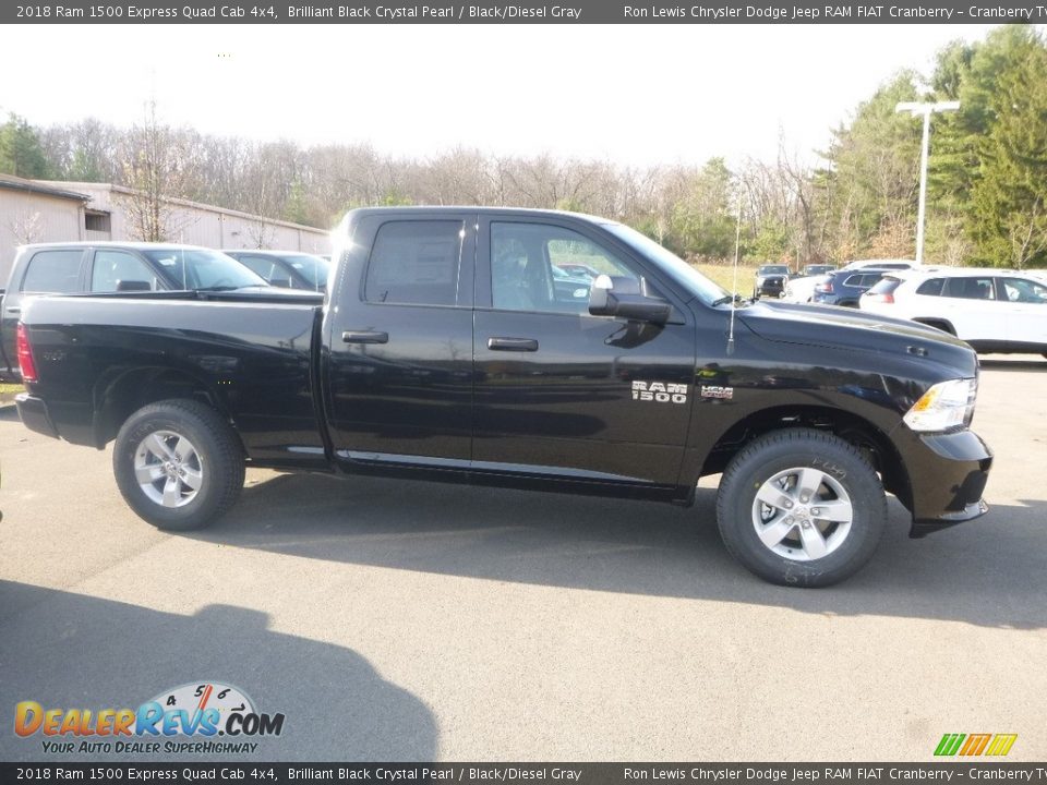 2018 Ram 1500 Express Quad Cab 4x4 Brilliant Black Crystal Pearl / Black/Diesel Gray Photo #6