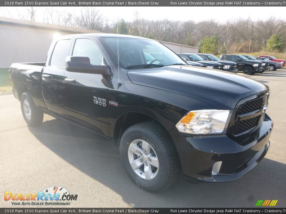 2018 Ram 1500 Express Quad Cab 4x4 Brilliant Black Crystal Pearl / Black/Diesel Gray Photo #7