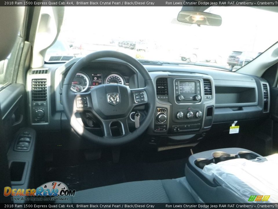 2018 Ram 1500 Express Quad Cab 4x4 Brilliant Black Crystal Pearl / Black/Diesel Gray Photo #14