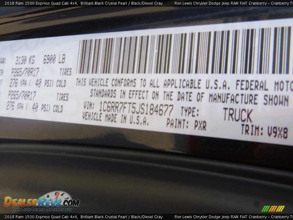 2018 Ram 1500 Express Quad Cab 4x4 Brilliant Black Crystal Pearl / Black/Diesel Gray Photo #16