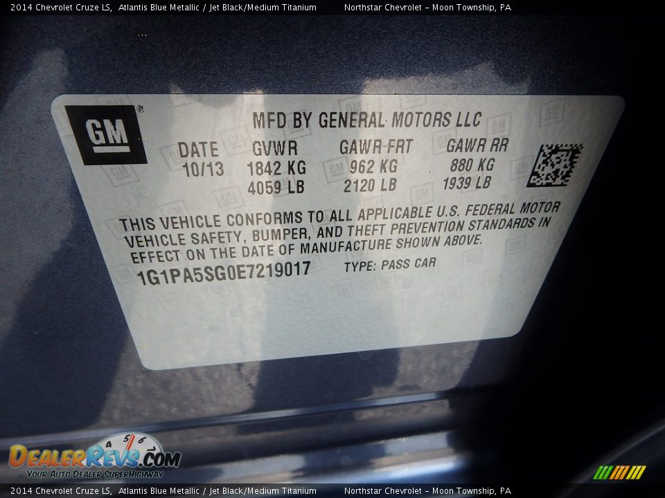 2014 Chevrolet Cruze LS Atlantis Blue Metallic / Jet Black/Medium Titanium Photo #29