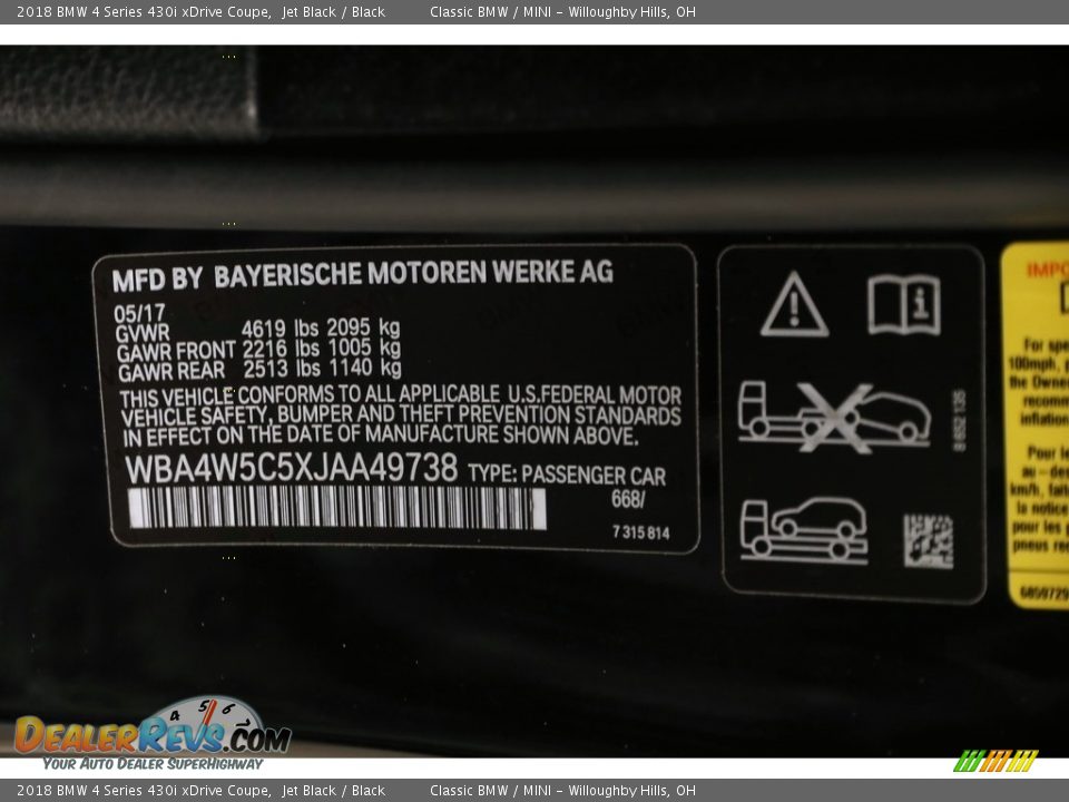 2018 BMW 4 Series 430i xDrive Coupe Jet Black / Black Photo #18