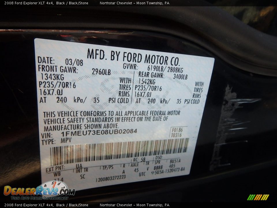 2008 Ford Explorer XLT 4x4 Black / Black/Stone Photo #14