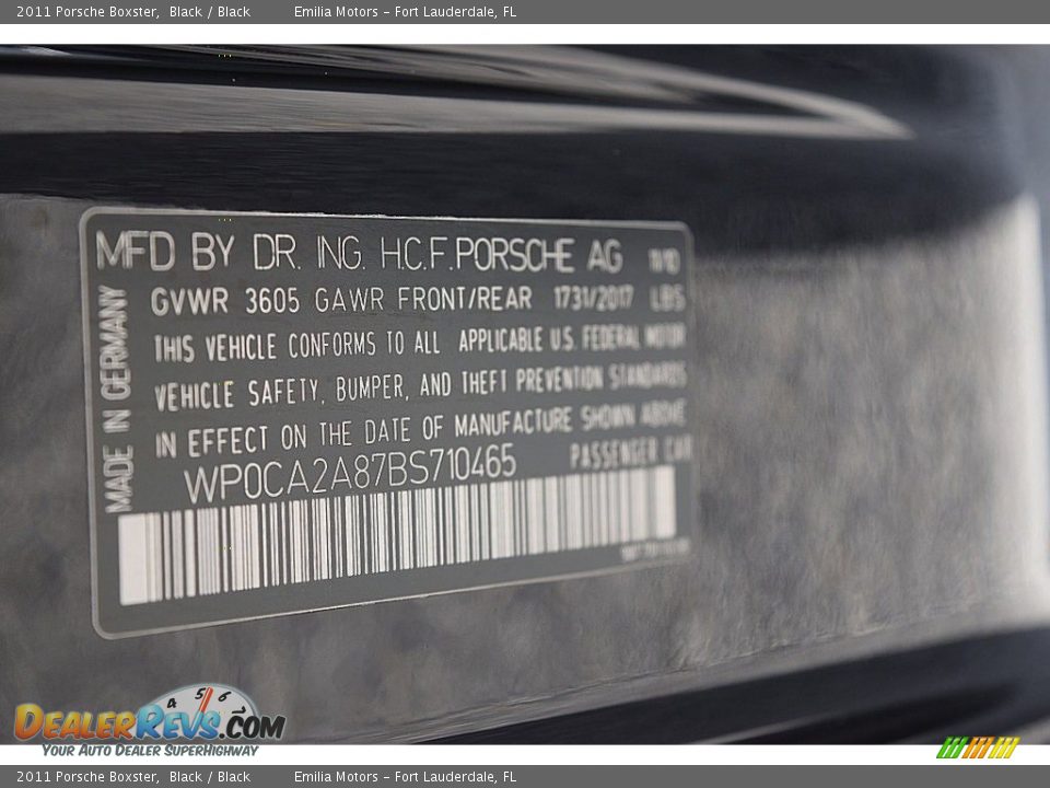 2011 Porsche Boxster Black / Black Photo #53