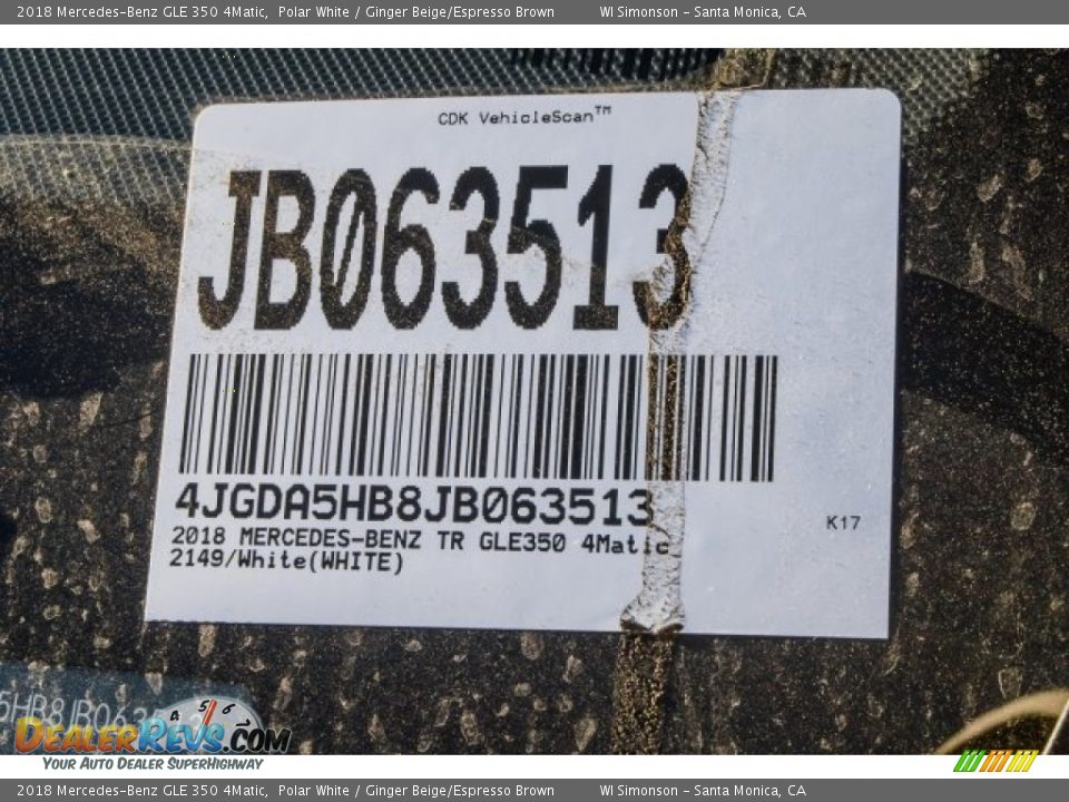 2018 Mercedes-Benz GLE 350 4Matic Polar White / Ginger Beige/Espresso Brown Photo #10