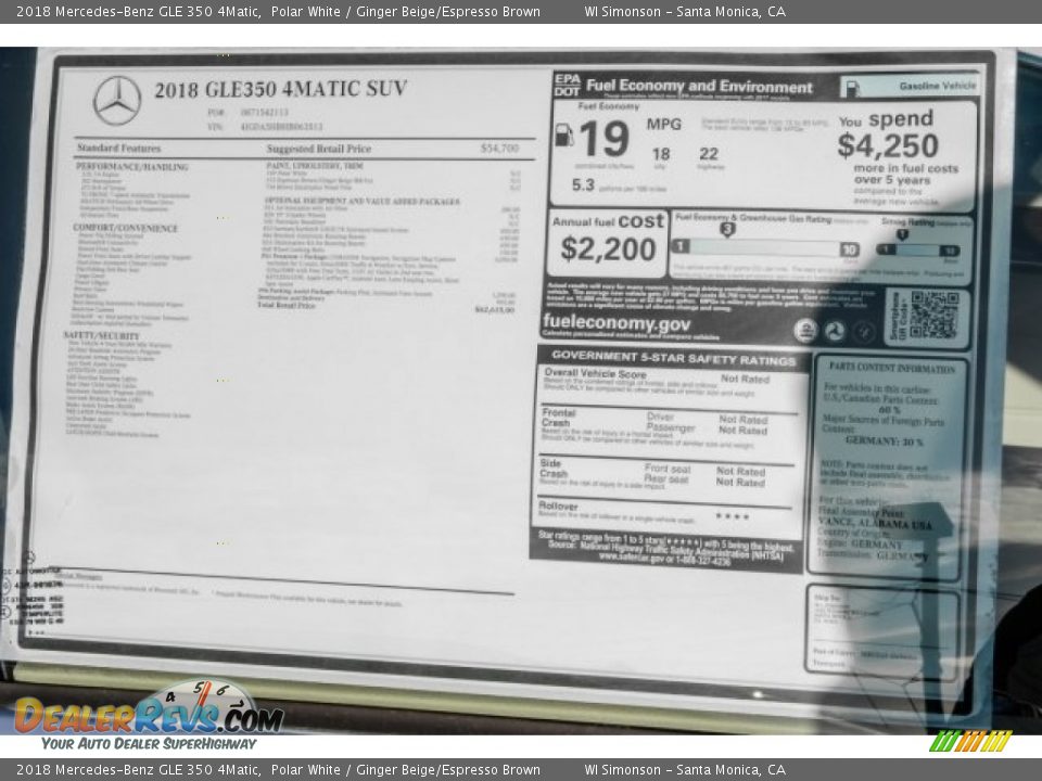 2018 Mercedes-Benz GLE 350 4Matic Polar White / Ginger Beige/Espresso Brown Photo #11