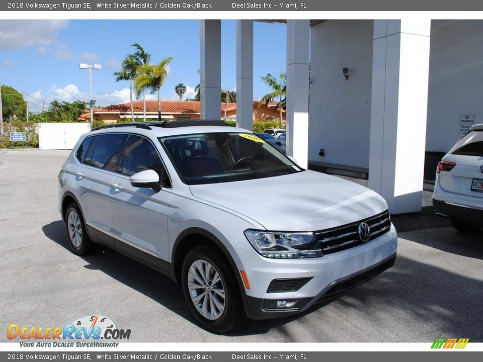 2018 Volkswagen Tiguan SE White Silver Metallic / Golden Oak/Black Photo #1