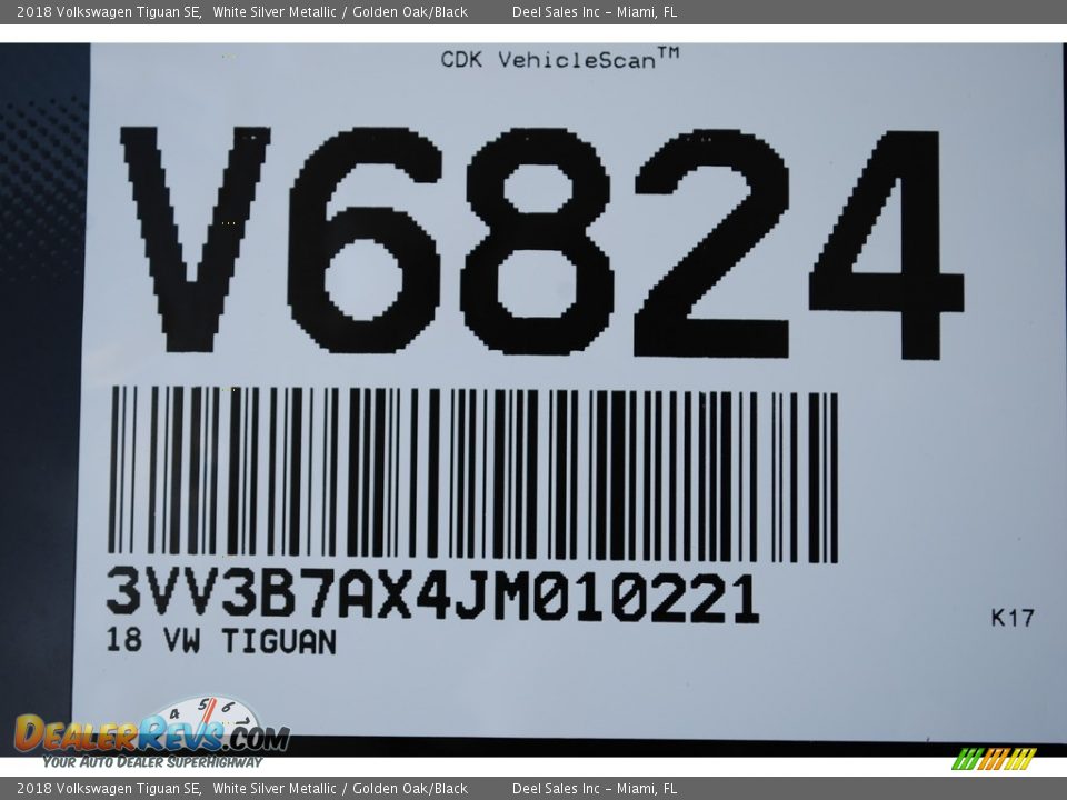 2018 Volkswagen Tiguan SE White Silver Metallic / Golden Oak/Black Photo #20