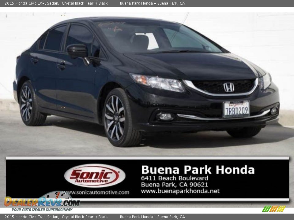 2015 Honda Civic EX-L Sedan Crystal Black Pearl / Black Photo #1