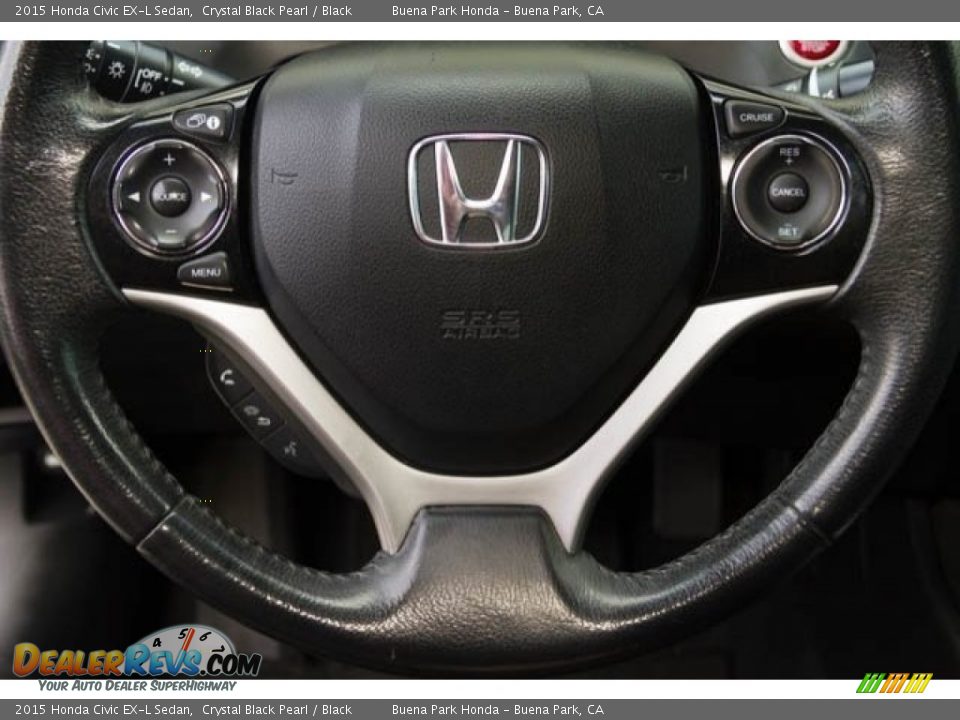 2015 Honda Civic EX-L Sedan Crystal Black Pearl / Black Photo #11