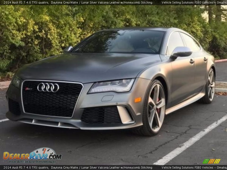 2014 Audi RS 7 4.0 TFSI quattro Daytona Grey Matte / Lunar Silver Valcona Leather w/Honeycomb Stitching Photo #7