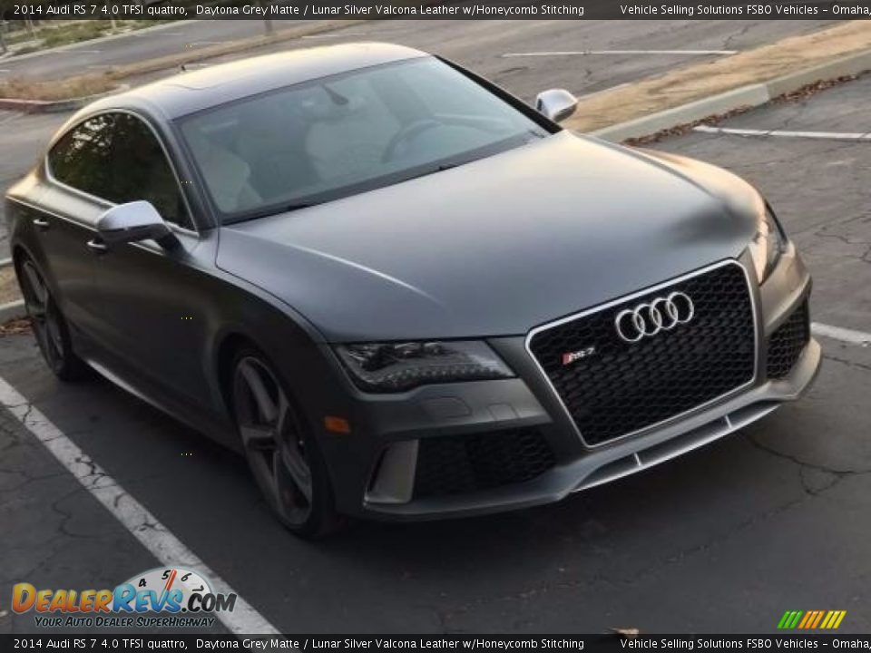 2014 Audi RS 7 4.0 TFSI quattro Daytona Grey Matte / Lunar Silver Valcona Leather w/Honeycomb Stitching Photo #10