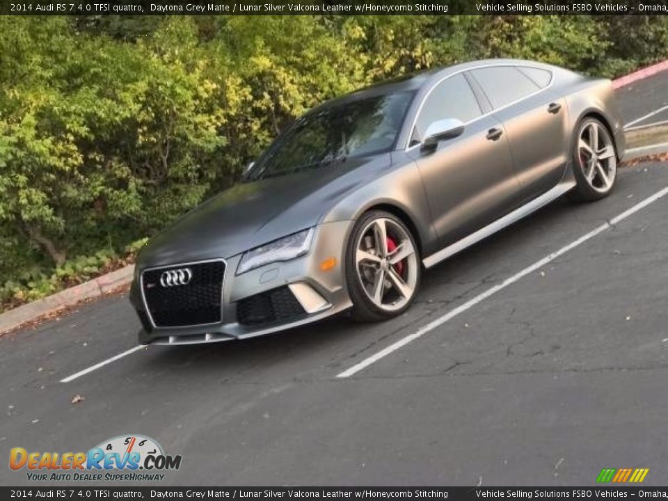 2014 Audi RS 7 4.0 TFSI quattro Daytona Grey Matte / Lunar Silver Valcona Leather w/Honeycomb Stitching Photo #12