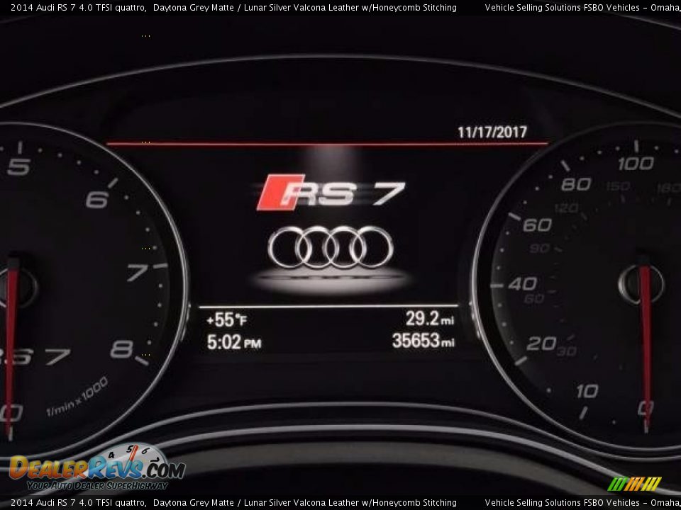 2014 Audi RS 7 4.0 TFSI quattro Daytona Grey Matte / Lunar Silver Valcona Leather w/Honeycomb Stitching Photo #14